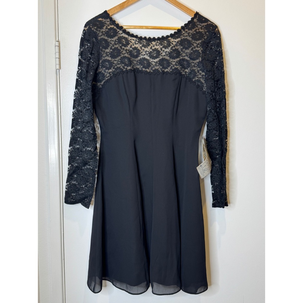 (NWT) Vintage Size 10 Black Lace Keyhole Back Cocktail Coquette Sexy Whimsigoth